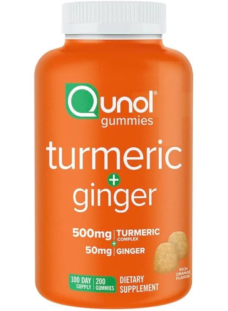 Qunol Turmeric and Ginger Gummies, Gummy with 500mg Turmeric + 50mg Ginger 200gummies